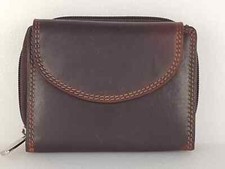Damen Geldbörse Portemonnaie  Geldbeutel  Vollleder   Dunkelbraun  040  NEU