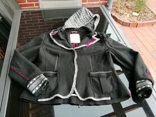 LIQU edler Filz Blazer Filzjacke Strick Jacke schwarz weiß Norweger XL 42/44