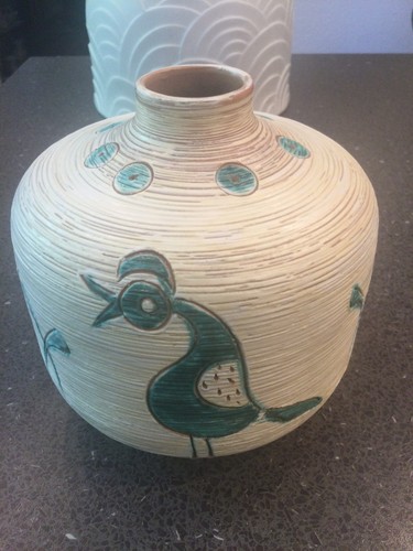 Studiokeramik vase rillendekor - vase,