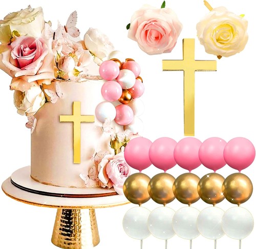 Tauf torte deko kreuz - kreuz, rose