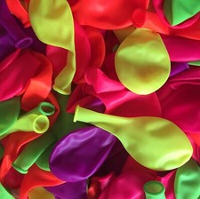 100 NEON LUFTBALLONS Schwarzlicht UV Effekt Helium Party Deko Geburtstag Ø30cm