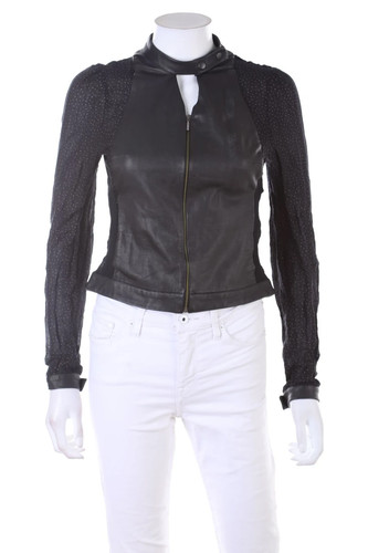 Jacke mit kunstleder details - mit,