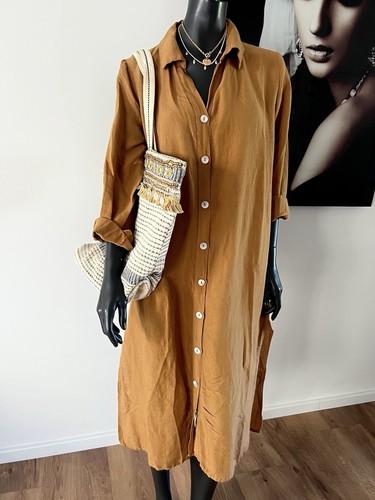 Blusen maxi kleid leine camel - blusen,