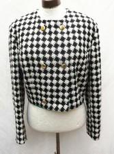 Kleid Jacke schwarz weiß GIANNI VERSACE JEANS COUTURE Hahnentritt Kostüm 34