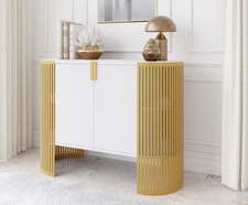 Kommode Sinenko Gold mit 2 Türen Sideboard mit Stahlgriffe Highboard Anrichte