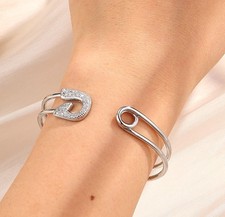 EDLES Armband 925 SILBER massiv Armkette OFFENER ARMREIF Armzange Zirkonia