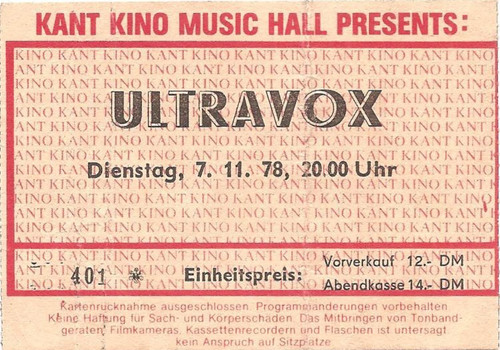 Ultravox concert 1978 - ultravox, in