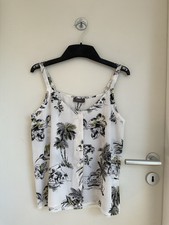 C&A YESSICA Damen Träger Bluse Gr. 36 Weiß Gelb Schwarz Knopfleiste 