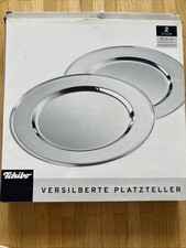 Tchibo 6 Versilberte Platzteller mit Gebrauchsspuren