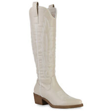 Damen Stiefel Cowboystiefel Stickereien Boots Spitz Western 839569 Schuhe 