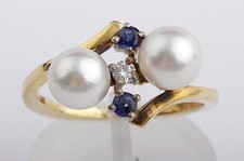 Ring mit Perle Saphir Brillant