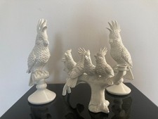 Weiße Keramikformen Kerzenständer und Papagei, Kakadu Neuwertig.