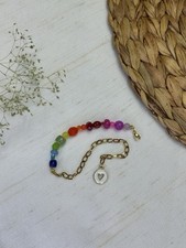 Buntes Perlenarmband mit Gliederkette Armband Damen Sommer Festival bunt