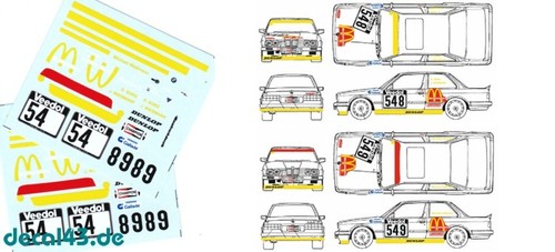 Decal bmw e30 rudi - 1/43, 'rudi