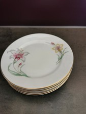 Rosenthal Selb 5 kleine Teller ,Brotteller Dm. 15,5 cm Blüte ,Orchidee Goldrand