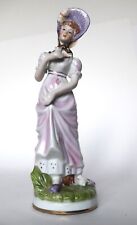 Porzellanfigur Mädchen Dame mit Hut + Blumen Capodimonte Italien Neapel N Krone