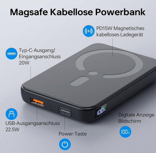 Magnetische powerbank 12000mah - magnetische,