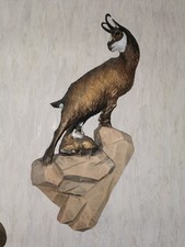 3 Steinbock Figuren aus handgeschnitztem Holz 