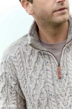 Herren Aran Pullover Haferflocken 100 % Merinowolle gestrickt irisch...