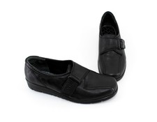 Halbschuhe Medicus Keilabsatz Klettverschluss Slipper Leder schwarz Gr. 5,5=38,5