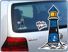 Kleiner Leuchtturm blau 15 cm Wohnmobil Caravan Wohnwagen Aufkleber Moin Nr. 021