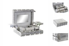 Schmuckdose Schmuckkasten Silber SanLove Holz Aluminium 22,5 X 18,8 X 7,6 Cm