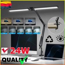 LED Schreibtischlampe Doppelkopf Tischlampe Dimmbar Leselampe Büroleuchte Lampe