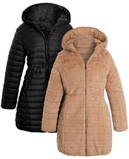 Damen Kunstfellmantel schwarz