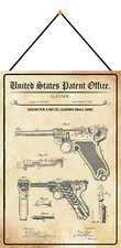Blechschild 20x30 US Patent Pistole Waffe historisch  III   Wand Deko Bar Kneipe
