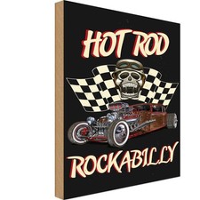 Holzschild 40x30 cm hot rod