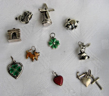 10x Anhänger Silber antik/alt Charms für Bettelarmband Emaile, plastisch 1,5-2cm