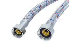 1 x Qualitäts Flexschlauch 1/2" auf 3/8" x 80cm Edelstahl Panzerschlauch 811