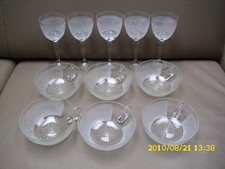 6 alte Teeglas Tassen, alt Glas Tassen geschliffen, 5 alte Weingläser vintage