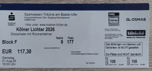 Ticket kölner lichter - kölner,
