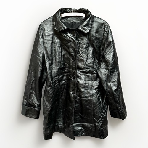 Damen echtleder mantel schwarz - echtleder,