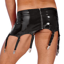 DE Sexy Herren Wetlook Strumpfband Strapsgürtel Breit Lackleder Garters mit Clip