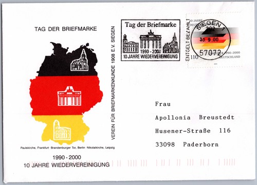 Brief sst tag der - tag, briefmarke