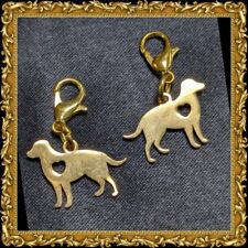 2 x Hund, Welpe ca. 1,5 x 1,5 cm Charm Anhänger Karabiner Schmuck DIY basteln