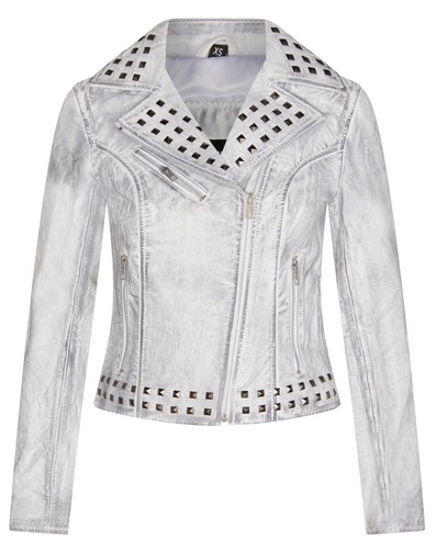 Damen leder weiss nieten - leder,