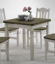 Massivholz Ausziehtisch 77x77cm 2farbig weiß grau Kiefer Küchen Tisch ausziehbar