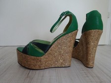Michael Antonio Keilabsatz Sandaletten Gr 37 Wedges Grün 5 cm Plateau 14 cm Heel