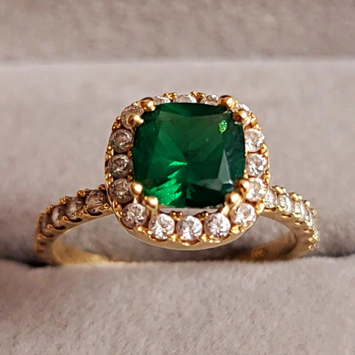 Gelbgoldring 14k mit grünem - gelbgoldring,