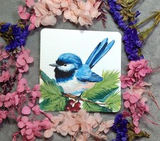 Blauer Vogel Aquarellkunstwerk 10cmx10cm, Vogel Kunst, Gemälde, Deko, Malerei