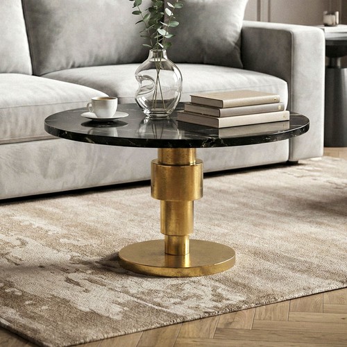 Couchtisch 60cm rund marmor - 60cm,
