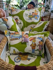 Ernie & Bert Sesamstr. - 5-tlg.- Kissen Set - Puppenbett Puppenwagen Garnitur 