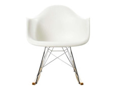 Vitra Eames Schaukelstuhl weiß Gestell verchromt Ahorn gelblich NP 660 Euro