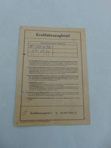Historischer kfz brief - ,