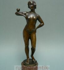 JUGENDSTIL FIGUR BRONZE MÄDCHENAKT mit BALL - SPIRO SCHWATENBERG um 1900