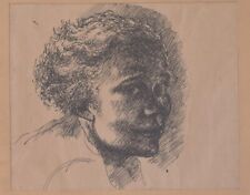 Tuschezeichnung Studie Portrait unsigniert ORIGINAL-Zeichnung 32,5x25,5