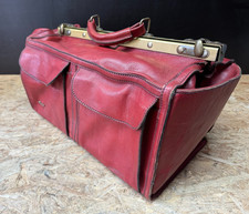 Elantan Arzttasche Hebammentasche Echtleder Rot Vintage 45x30x23 cm